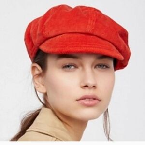 Vintage Suede Red Newsboy Bakerboy Gatsby Cap Medium
